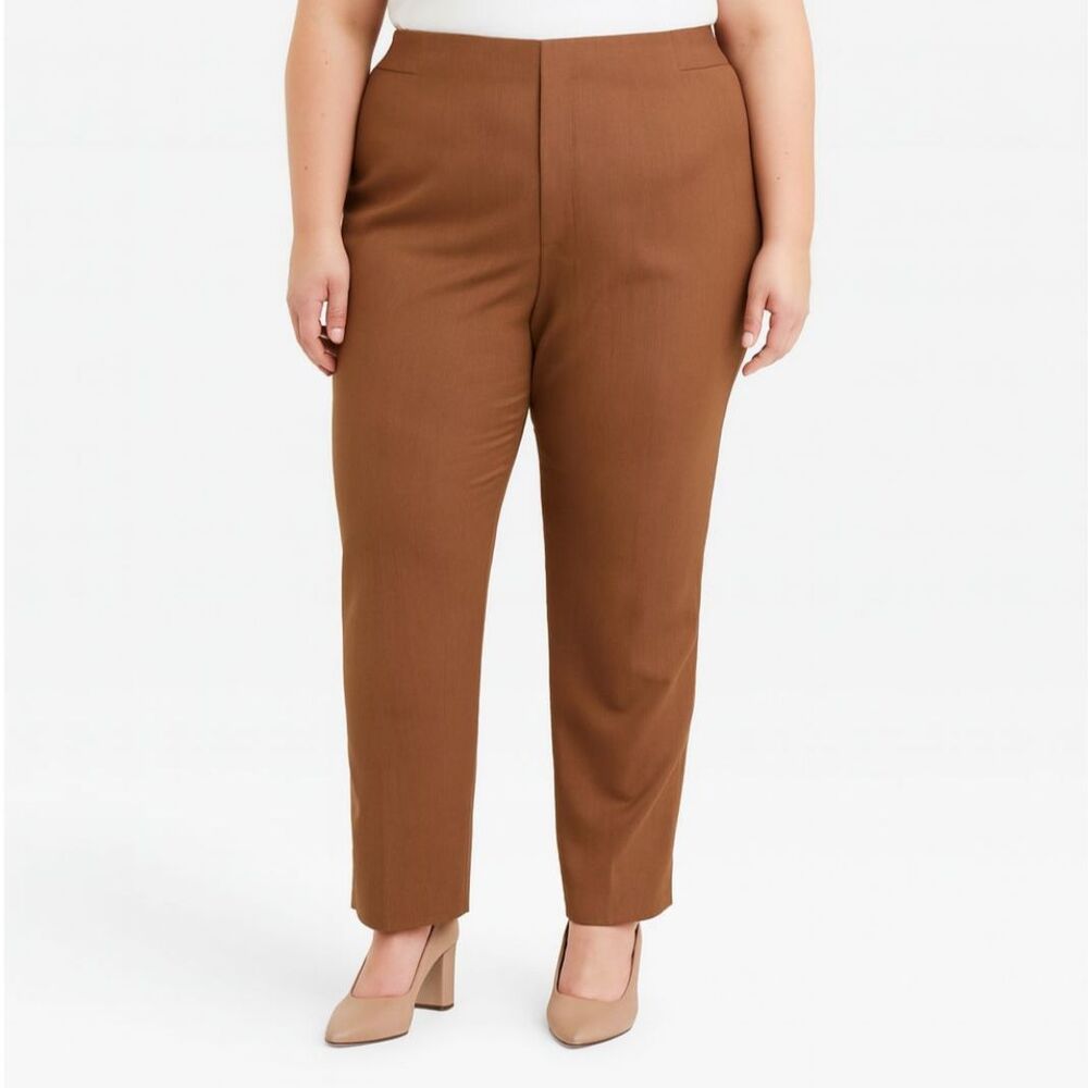 Virgin Wool Blend Lafayette 148 High Waist Pants In Anise Melange 16
